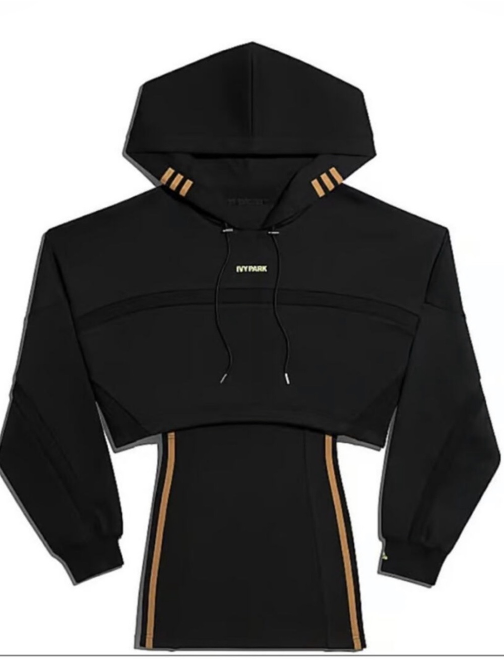 Adidas x Ivy Park Hooded Cutout Dress Black Gold Size M